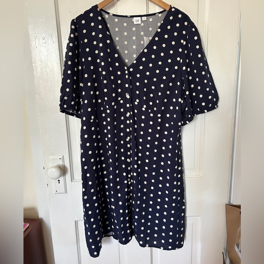 Gap Puff-Sleeve Button-Front Mini Dress